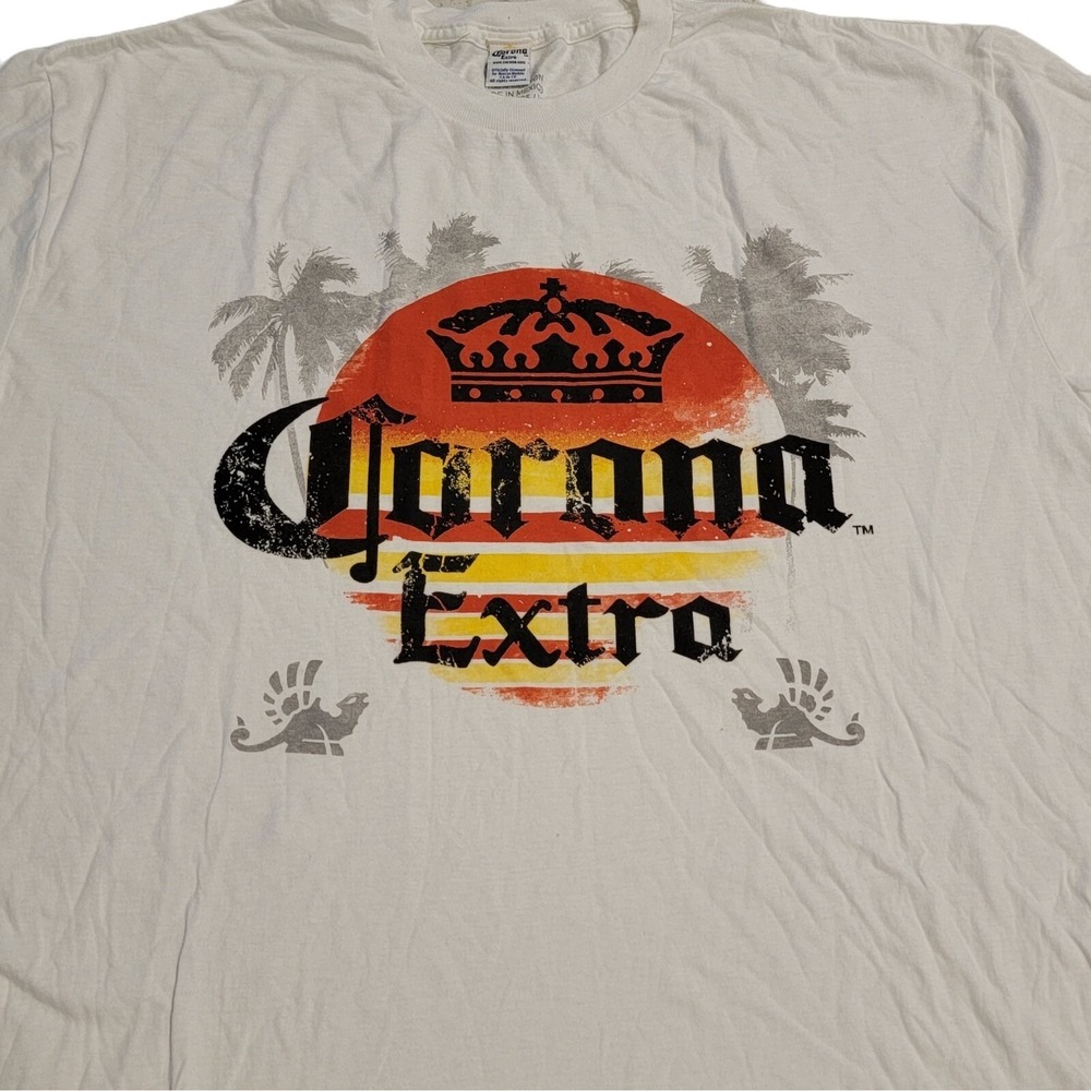 Corona Extra Branded Men's T-shirt Palm Trees Sunset Made in Mexico 2XL - Picture 3 of 7